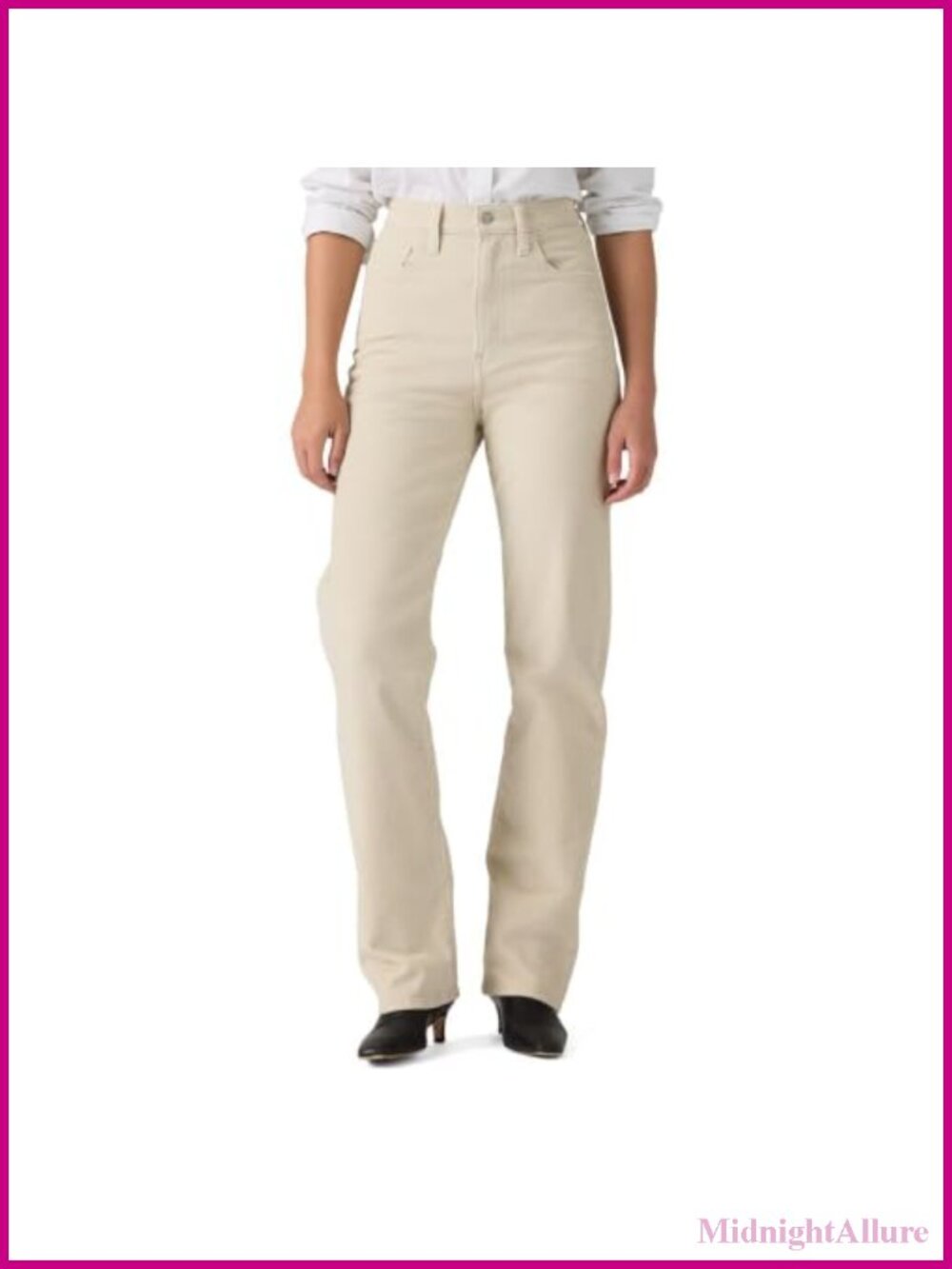 High Rise Straight Leg Full Length Zip Jeans Slim Fit